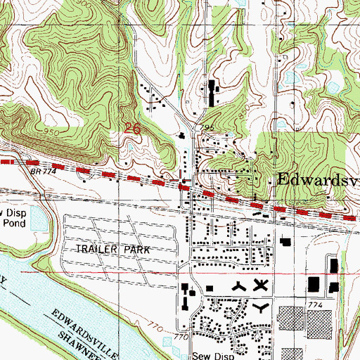 Topographic Map of Edwardsville Christian Church, KS