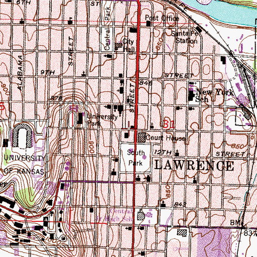 Topographic Map of Watkins Community Museum of History, KS