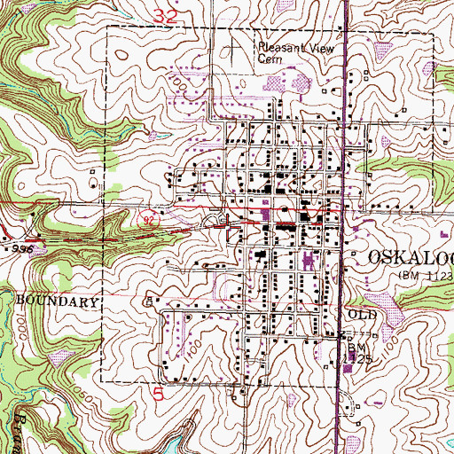 Topographic Map of Oskaloosa First Presbyterian Church, KS