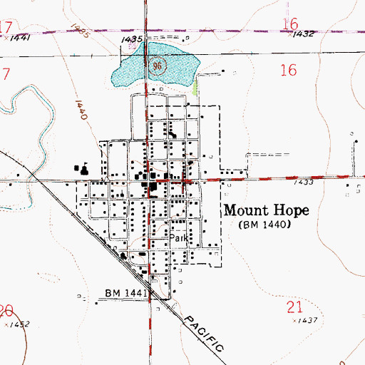 Topographic Map of Mount Hope United Methodist Church, KS