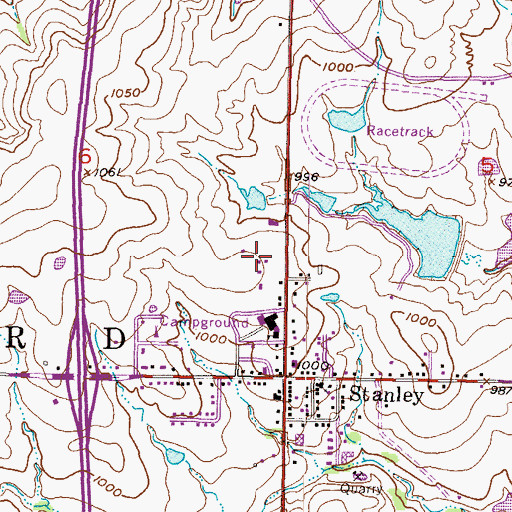 Topographic Map of Heatherwood Village Shopping Center, KS