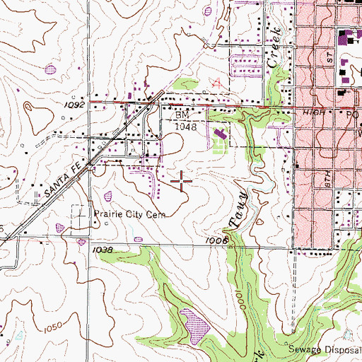 Topographic Map of Baldwin Golf Course, KS