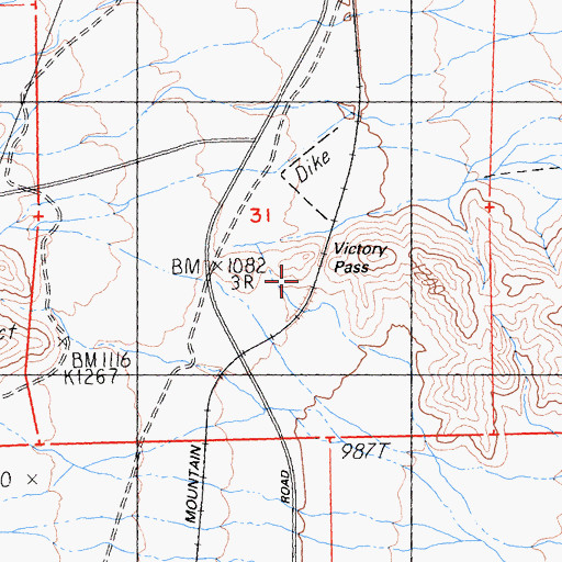 Topographic Map of Victory Pass, CA