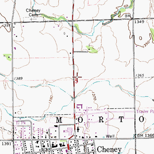 Topographic Map of Cheney Baptist Church, KS