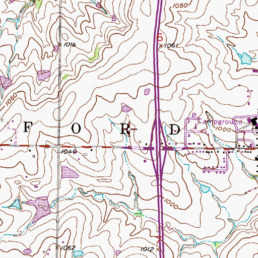 Topographic Map of Stanley Square Shopping Center, KS