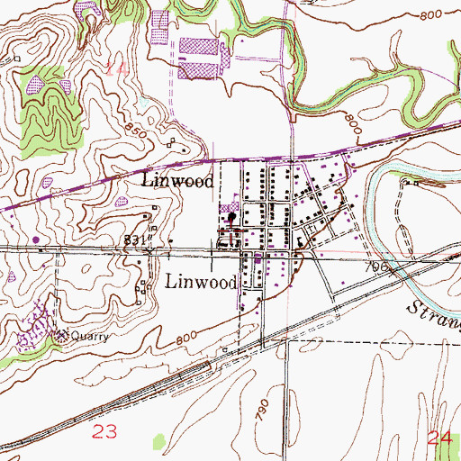 Topographic Map of First Baptist Church of Linwood, KS