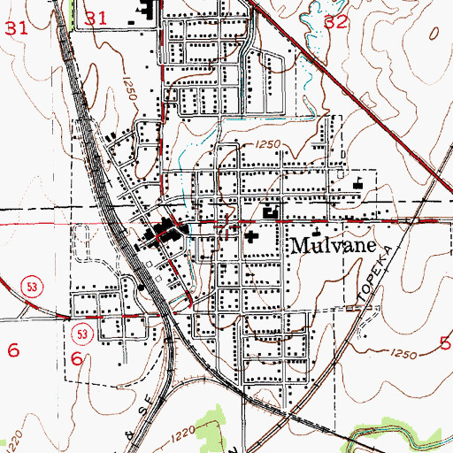 Topographic Map of Mulvane United Methodist Church, KS