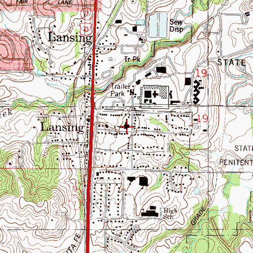 Topographic Map of Lansing Community Library, KS