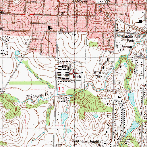 Topographic Map of Woodmoor Mobile Home Park, KS