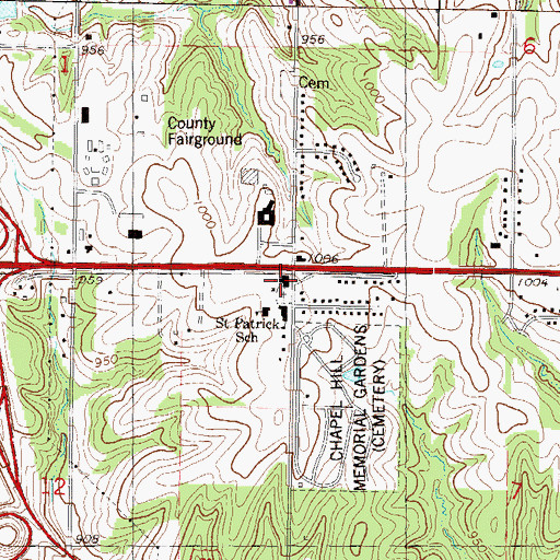 Topographic Map of Saint Patricks Church, KS