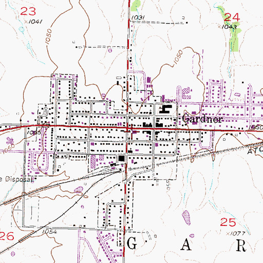 Topographic Map of Gardner Area Chamber of Commerce, KS