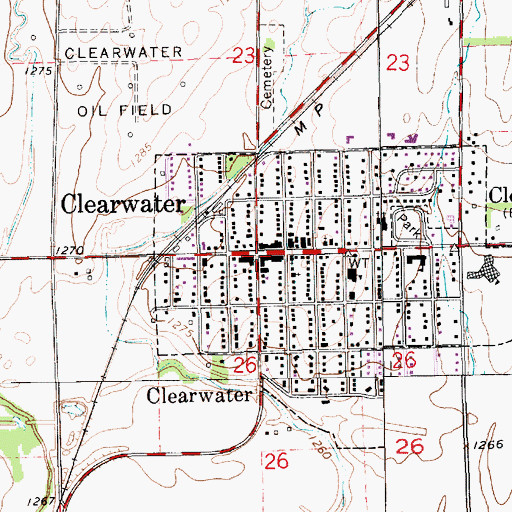 Topographic Map of Clearwater Public Library, KS