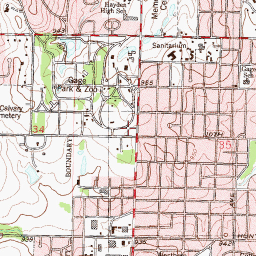 Topographic Map of E F A Reinisch Rose Garden, KS