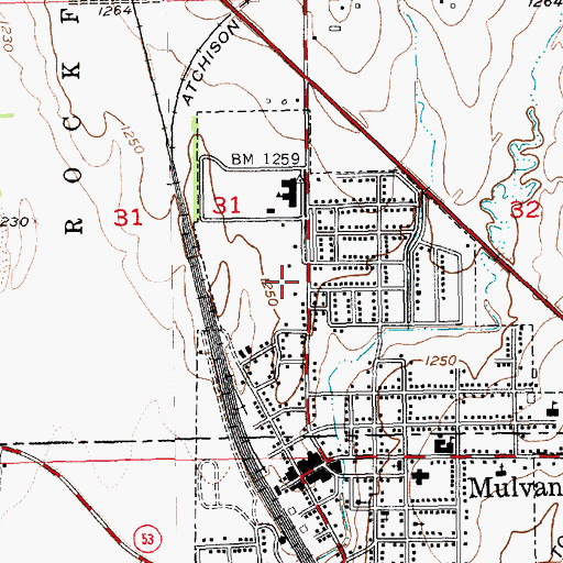 Topographic Map of Mulvane First Church of the Nazarene, KS