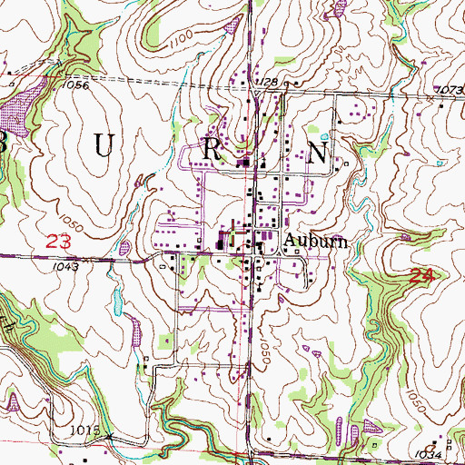 Topographic Map of Auburn Post Office, KS