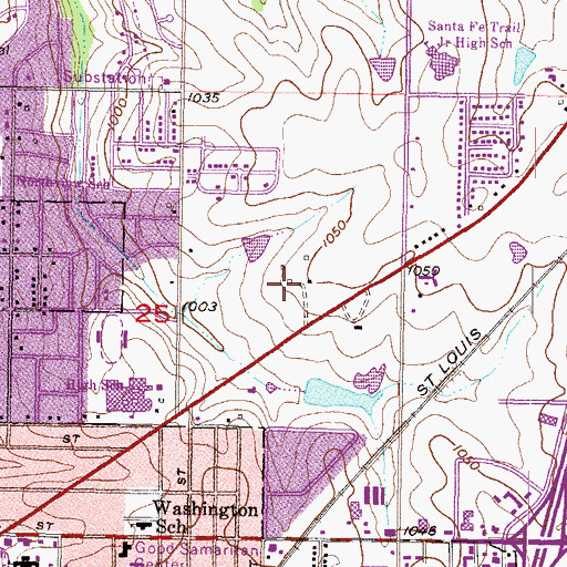 Topographic Map of Mahaffie Stagecoach Stop and Farm, KS