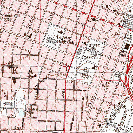 Topographic Map of Charles Curtis House Museum, KS