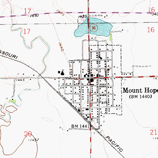 Topographic Map of Mount Hope Federated Church, KS