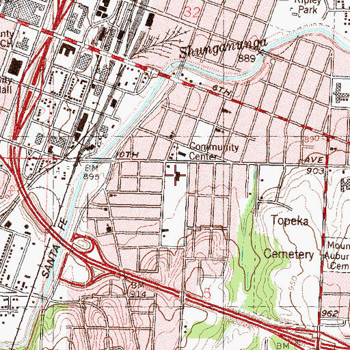 Topographic Map of Abbott Community Center, KS
