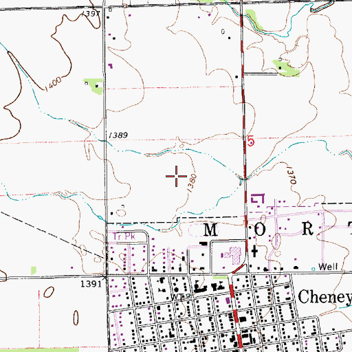 Topographic Map of Cherry Oaks Golf Course, KS