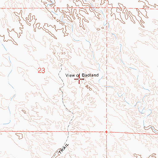 Topographic Map of View of Badland, CA