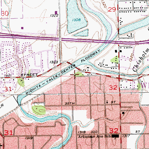 Topographic Map of Hidden Park Mobile Home Park, KS