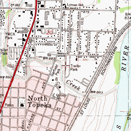 Topographic Map of Garfield Mobile Home Park, KS