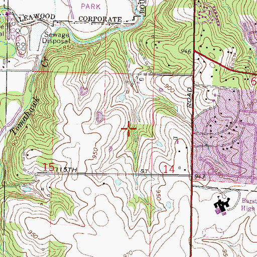 Topographic Map of Hallbrook Golf Course, KS