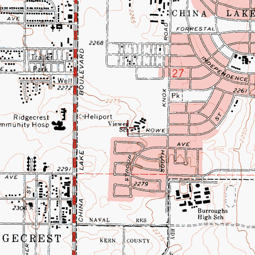 Topographic Map of Vieweg Elementary School, CA