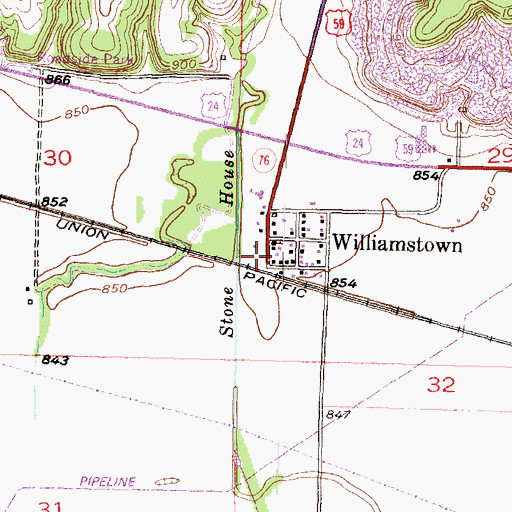 Topographic Map of Williamstown Assembly of God Church, KS