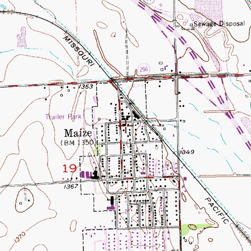 Topographic Map of Maize Post Office, KS