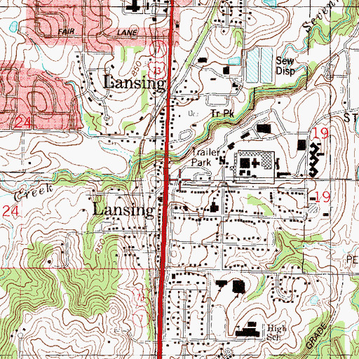 Topographic Map of City of Lansing Administrative Offices, KS