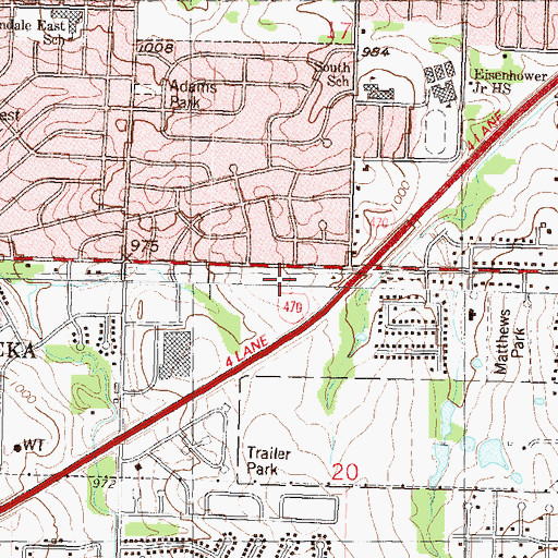 Topographic Map of Capitol City Community Church of God, KS
