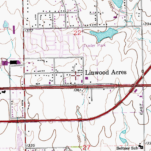 Topographic Map of Lynwood Acres Mobile Home Park, KS