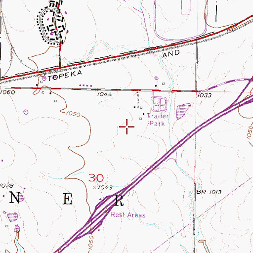 Topographic Map of Conestoga Estates Mobile Home Park, KS