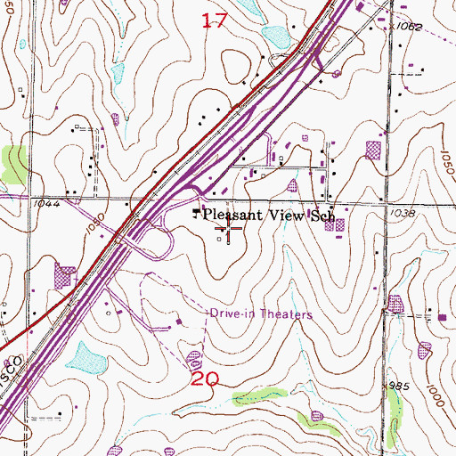 Topographic Map of 119 Plaza Shopping Center, KS