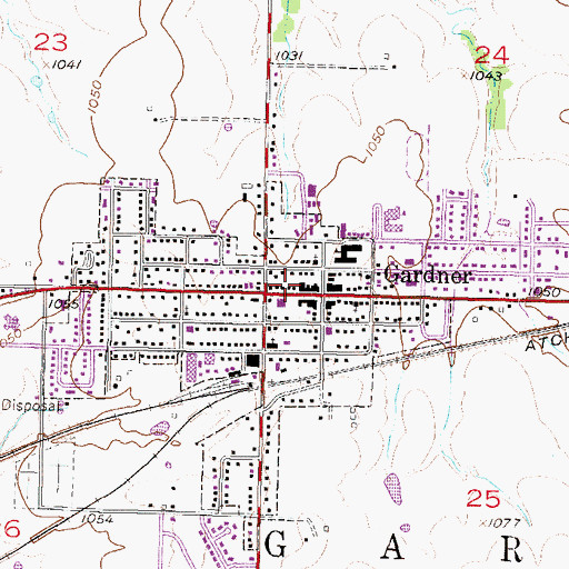 Topographic Map of Gardner City Administration Building, KS
