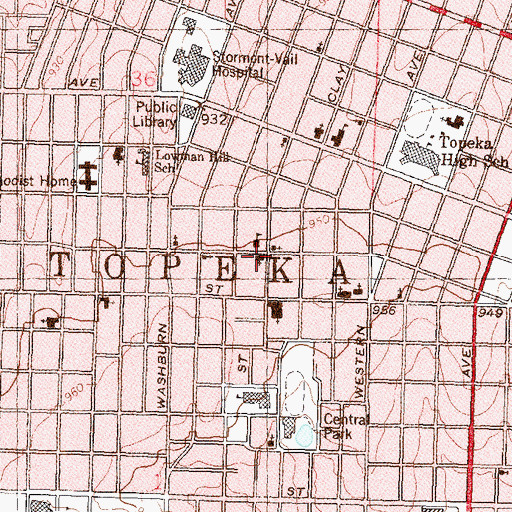 Topographic Map of Shiloh Baptist Church, KS