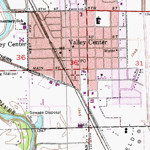 Topographic Map of Valley Center City Hall, KS