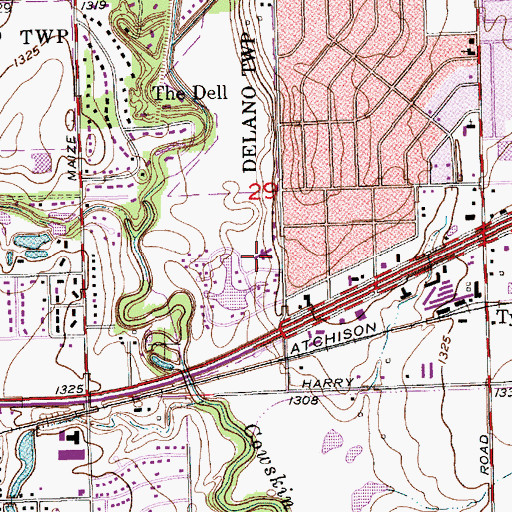 Topographic Map of Lakewood Senior Living of Seville Nursing Center, KS