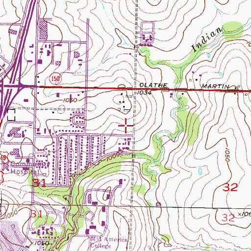 Topographic Map of Terrace Shops, KS