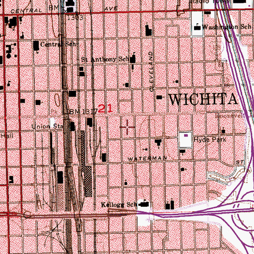 Topographic Map of West Haysville Baptist Church, KS