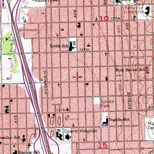 Topographic Map of First Church of God in Christ, KS