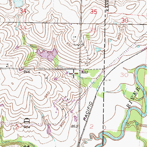 Topographic Map of Camden Woods Center, KS