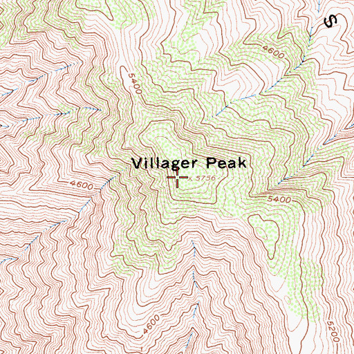 Topographic Map of Villager Peak, CA