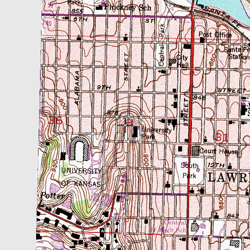 Topographic Map of University of Kansas - Lawrence Campus Gertrude Sellards Pearson Residence Hall, KS
