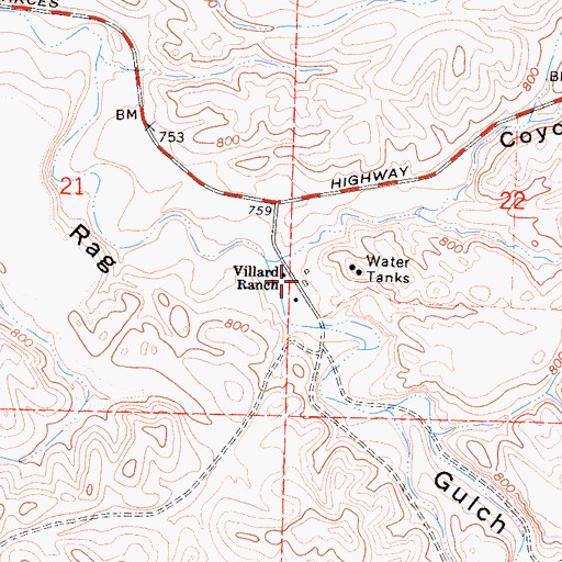Topographic Map of Villard Ranch, CA
