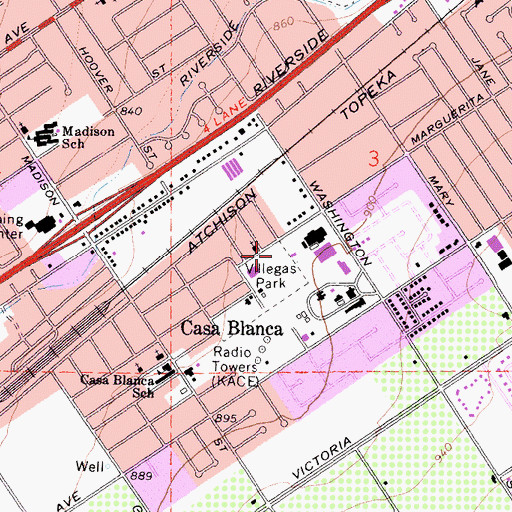 Topographic Map of Villegas Park, CA