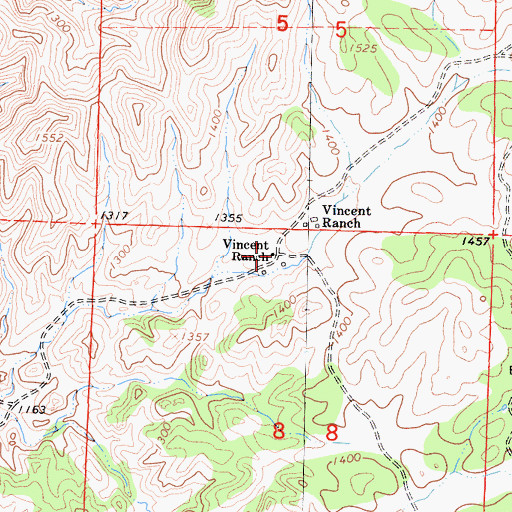 Topographic Map of Vincent Ranch, CA