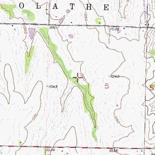 Topographic Map of Prairie Highlands Golf Course, KS